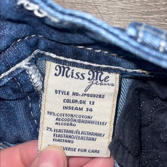 Miss Me Blue Denim Jeans bootcut jeans size 28 rhinestone embroidered embellish - Picture 6 of 10